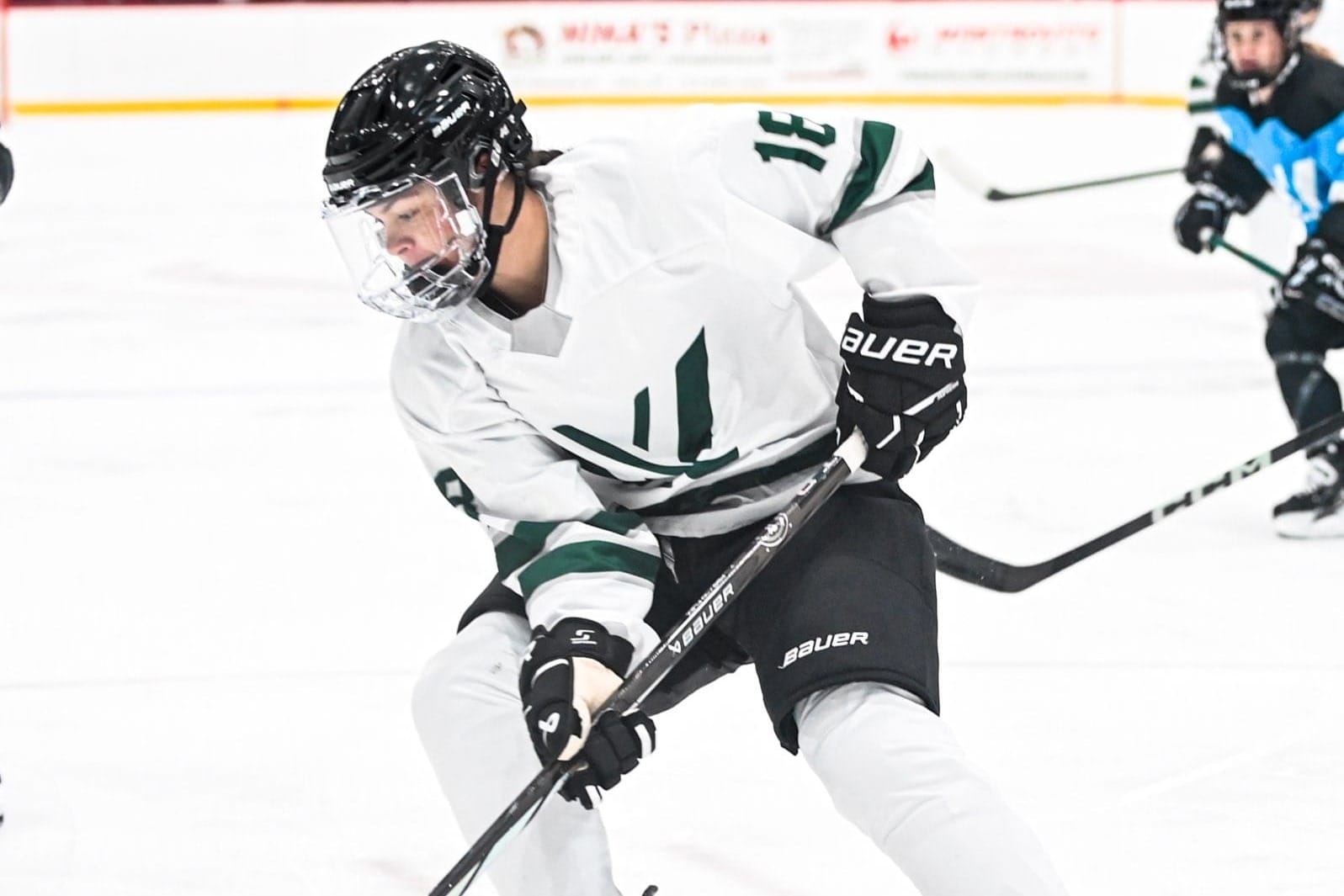 Sophie Jaques skates with the puck during a PWHL pre-season game.