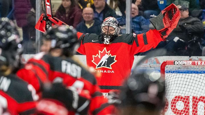 Ann-Renee Desbiens celebrates after Game Six win