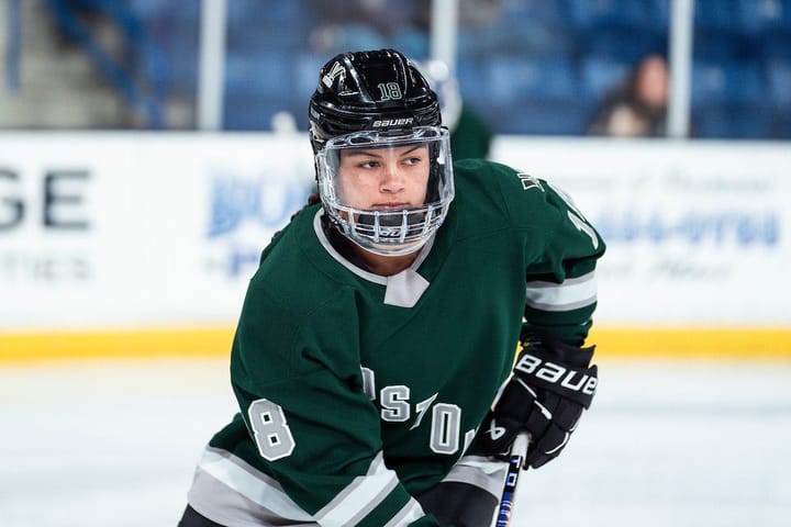 Sophie Jaques wearing a green PWHL Boston jersey