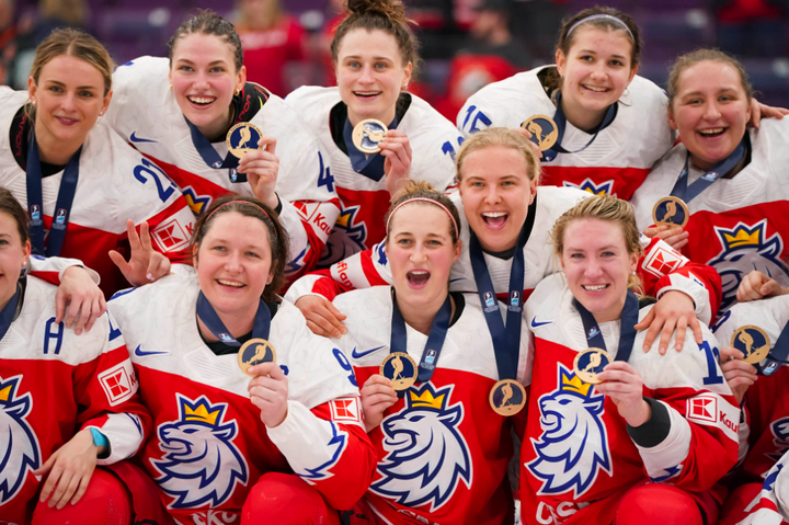 Czechia celebrating a Bronze Medal win