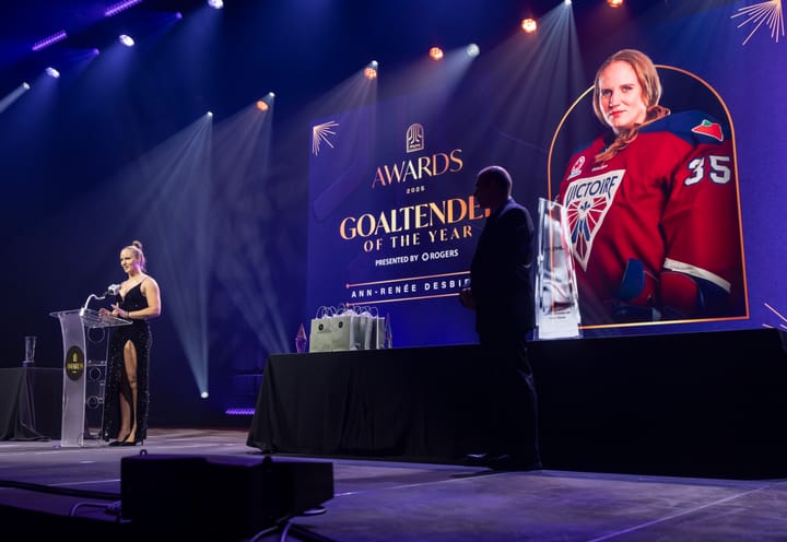 Ann-Renee Desbiens accepts her Goalie of the Year Award