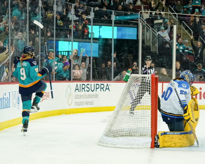 Jessie Eldridge celebrates scoring an OT goal